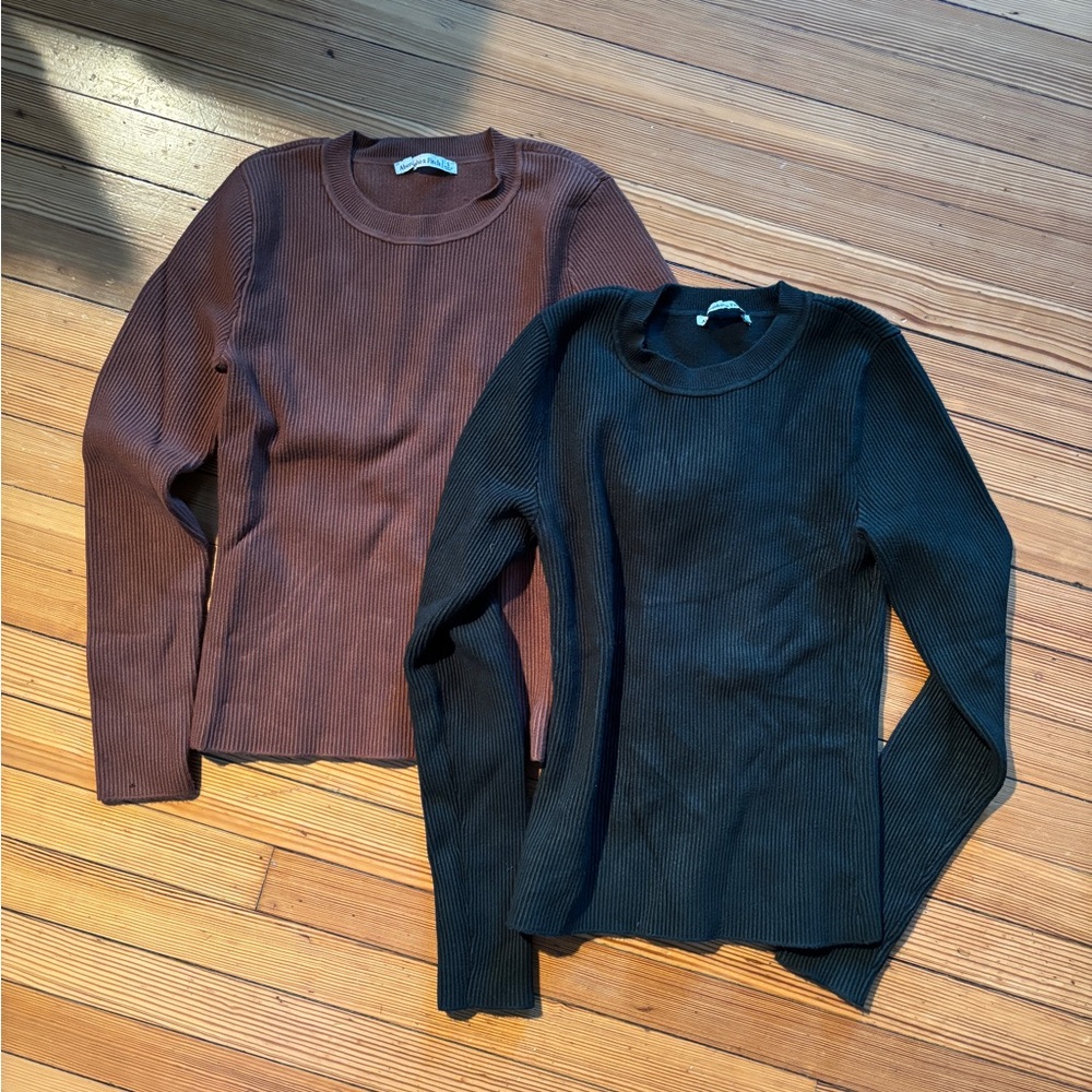 Abercrombie & Fitch Women's Ribbed Sweater Set - Dark Green and Brown